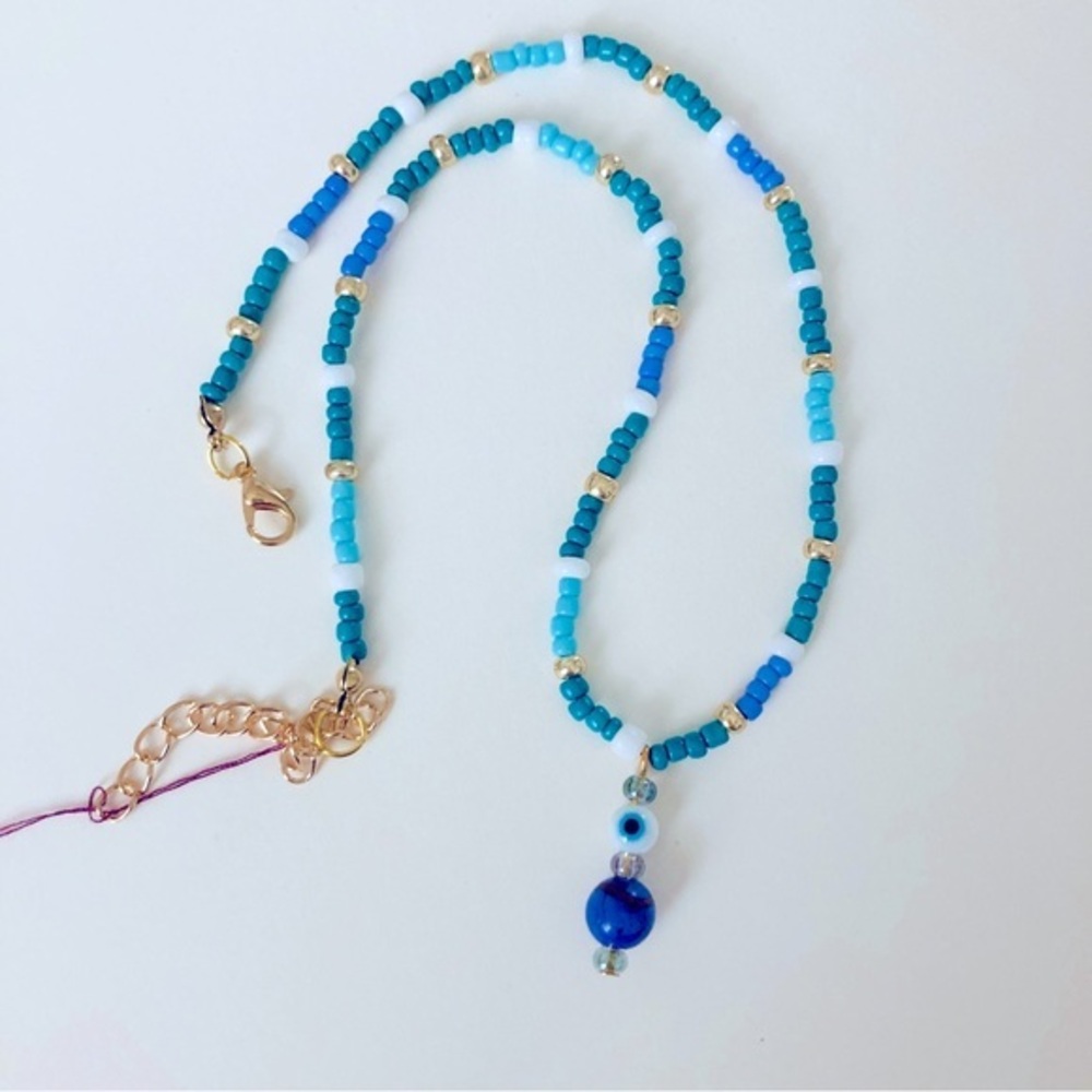 🍒 5/$25 🍒 Handmade Glass Bead Necklace with Handmade Charm Pendant | L8